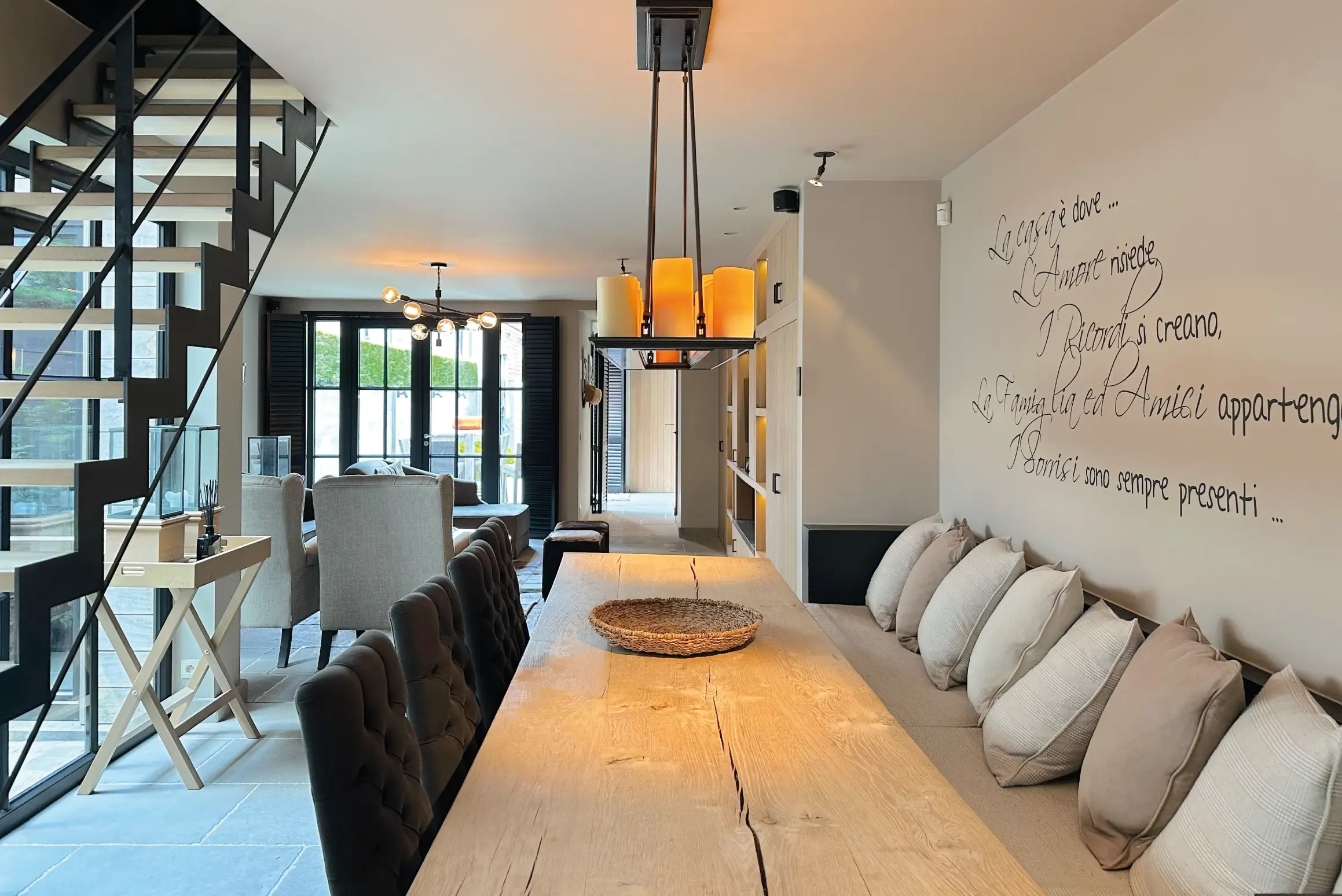 Dining area with bench seating