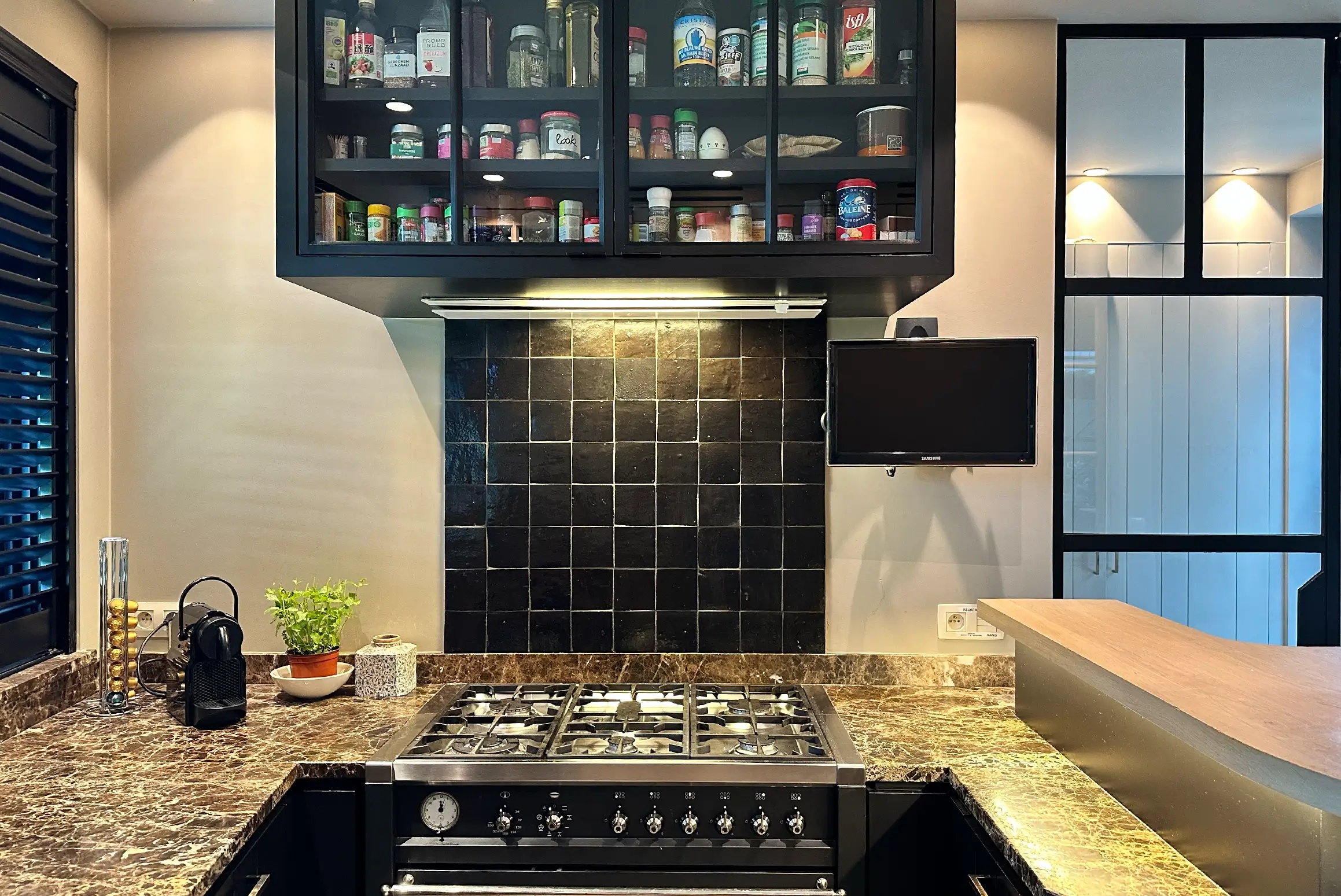 Kitchen stove and cabinets